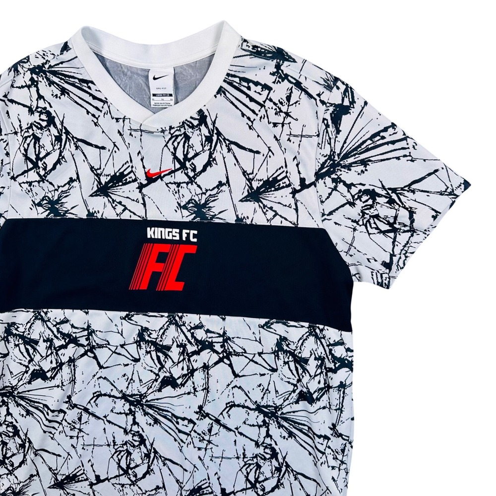Nike FC Kings Dri-FIT Shattered Print Soccer Jersey Mens XL White Black DV9769